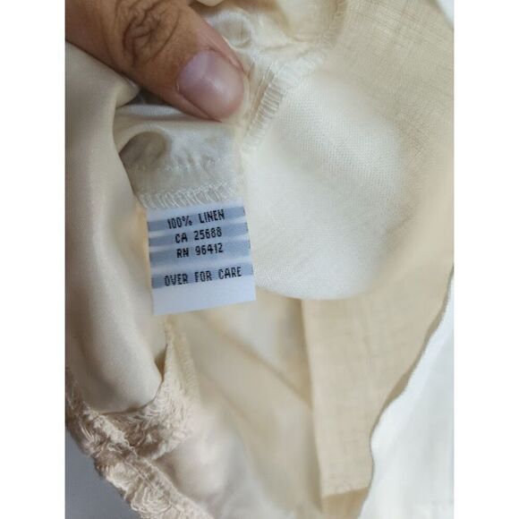 J.Song Collection Women Ivory/Cream 100% Linen Floral Embroidery Blouse size 18 - Picture 6 of 7